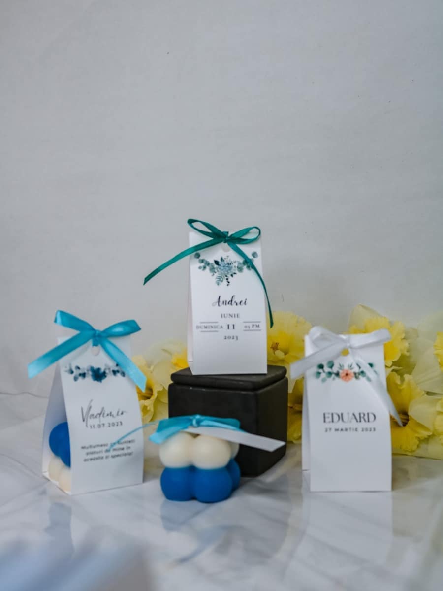 Marturii Botez lumanare Bubble - cartonat & fundita
